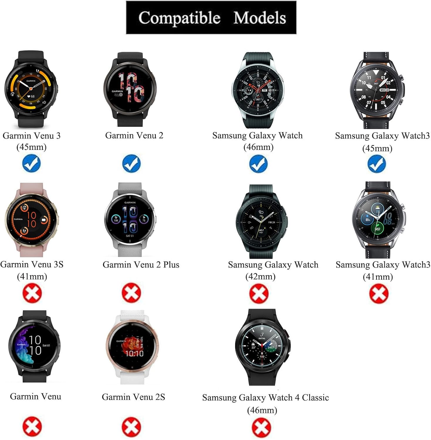 22mm Elastic Arm/Ankle Band with Ladder Lock for Garmin Vivoactive 4/Venu 2 (45mm)/Forerunner 570 (47mm) 255 265 745 or Samsung Galaxy Watch 3 (45mm), Stretchy Band for Men and Women, Black, Medium - Image 4