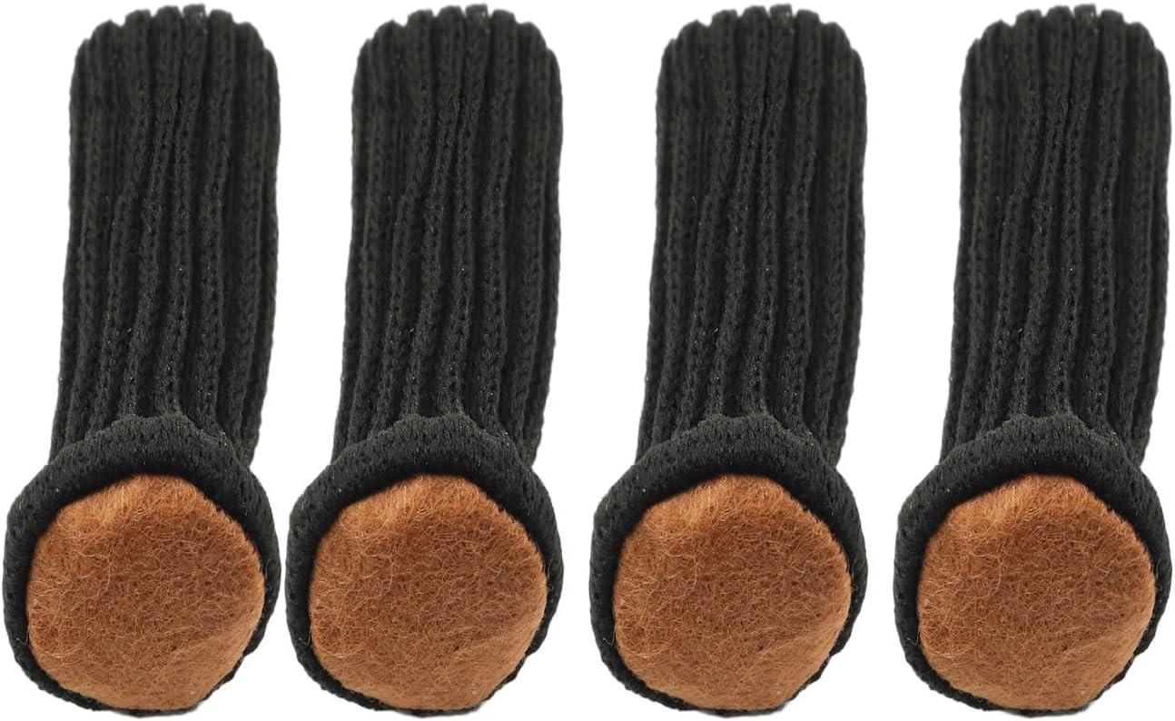 Dining Table and Chair Leg Covers Double Layer Thickened Knit Silent Non Slip and Wear Resistant Furniture Leg Pads 32mm Diameter 75mm Height for Chair Leg Replacement Black