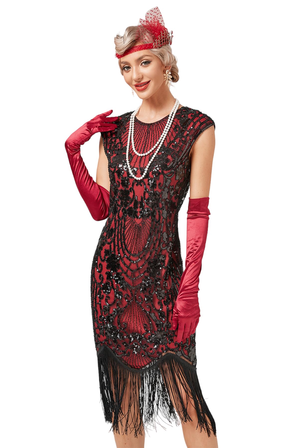 Viloree Vestiti Anni 20 Donna con Paillettes e Frange in Rilievo 1920s Abito Vestito Gatsby Donna Anni 20 Vestito Charleston