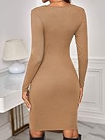 Vista 2 de Verdusa Vestido ajustado de maternidad con cuello redondo y manga larga para mujer