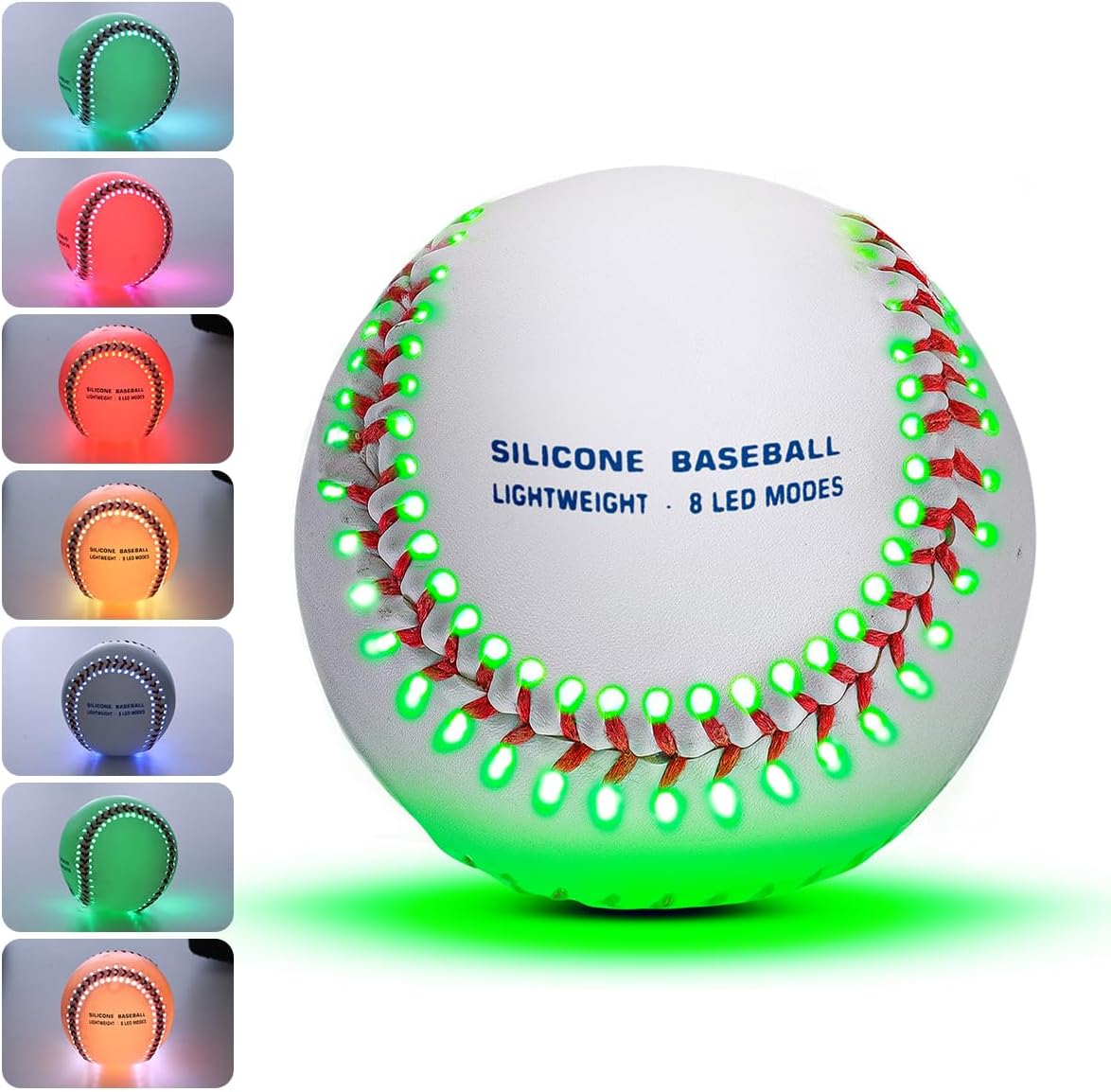 Light-up Baseball LED Glow - The First Silicone Light up Baseball - Catch and Hit - 8 LED Modes,7 Colors - 360° Illumination - USB Rechargeable - Official Size - Baseball Gift for Fans Boys
