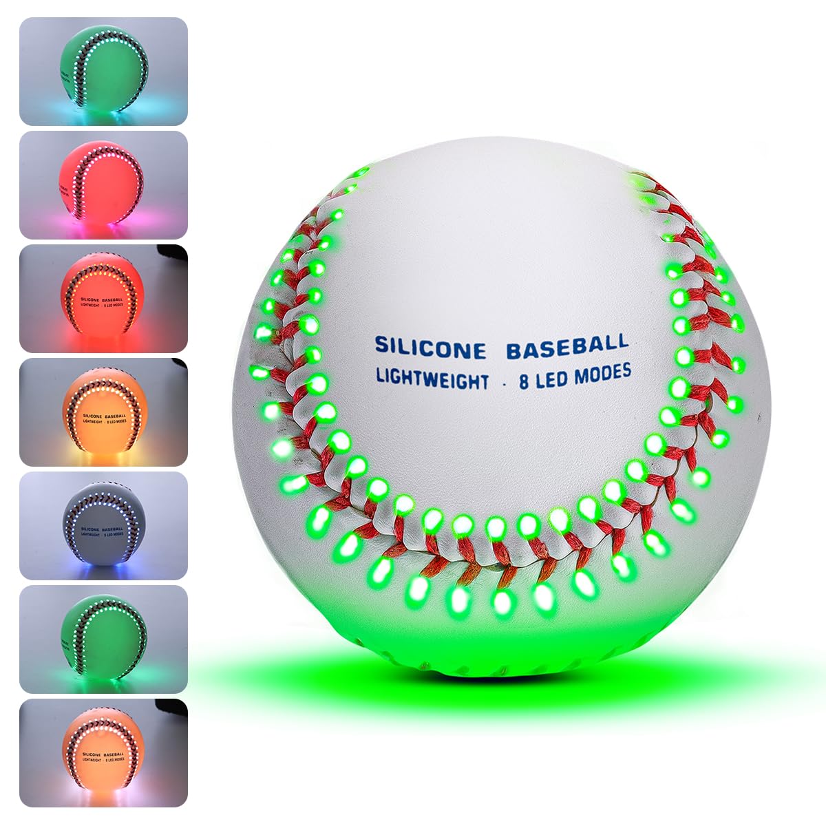 Light-up Baseball LED Glow - The First Silicone Light up Baseball - Catch and Hit - 8 LED Modes,7 Colors - 360° Illumination - USB Rechargeable - Official Size - Baseball Gift for Fans Boys
