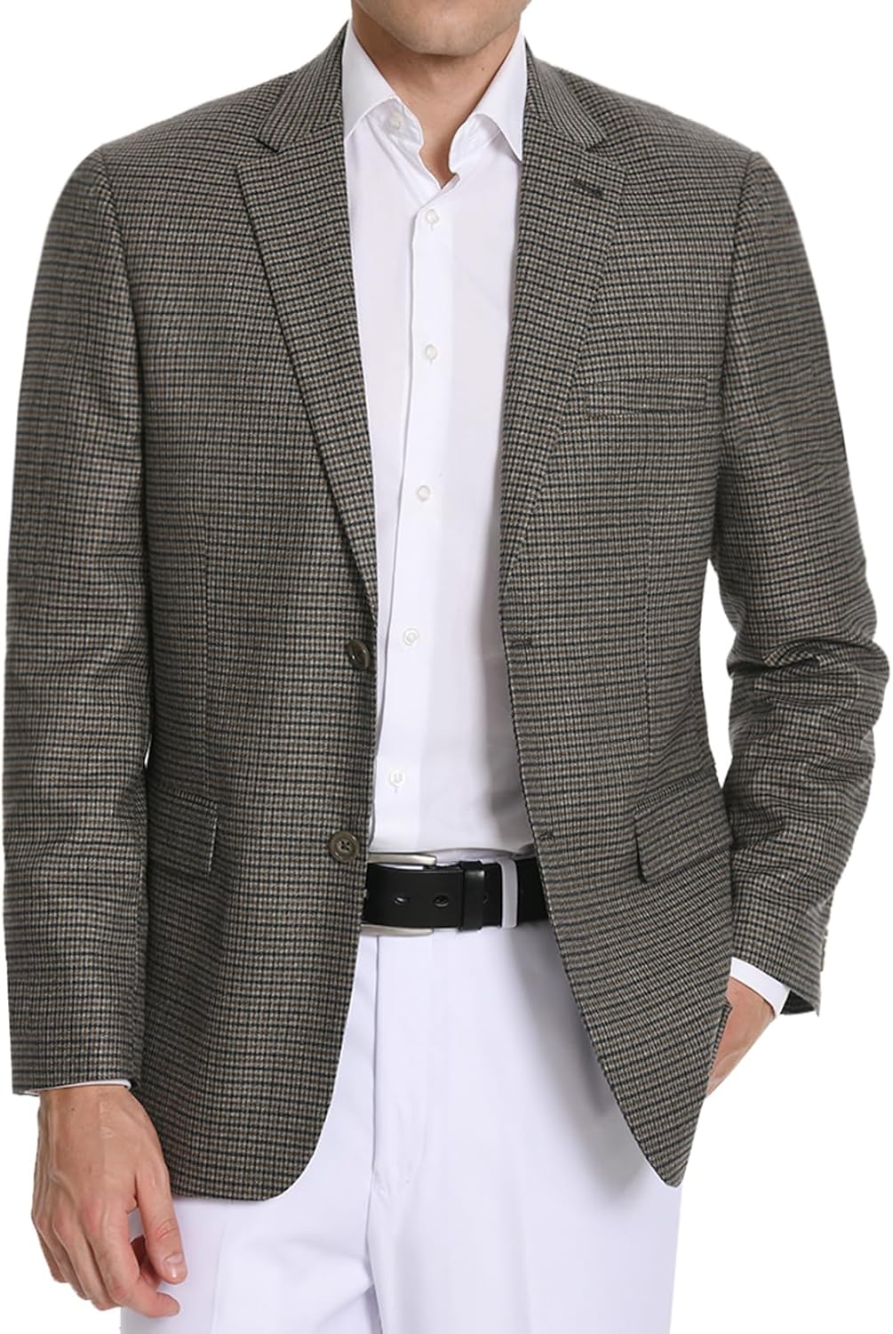 Men's Sport Coat Blazer Classic Fit 2 Button Stylish Houndstooth Stretch Suit Jacket for Daily Casual Outfits