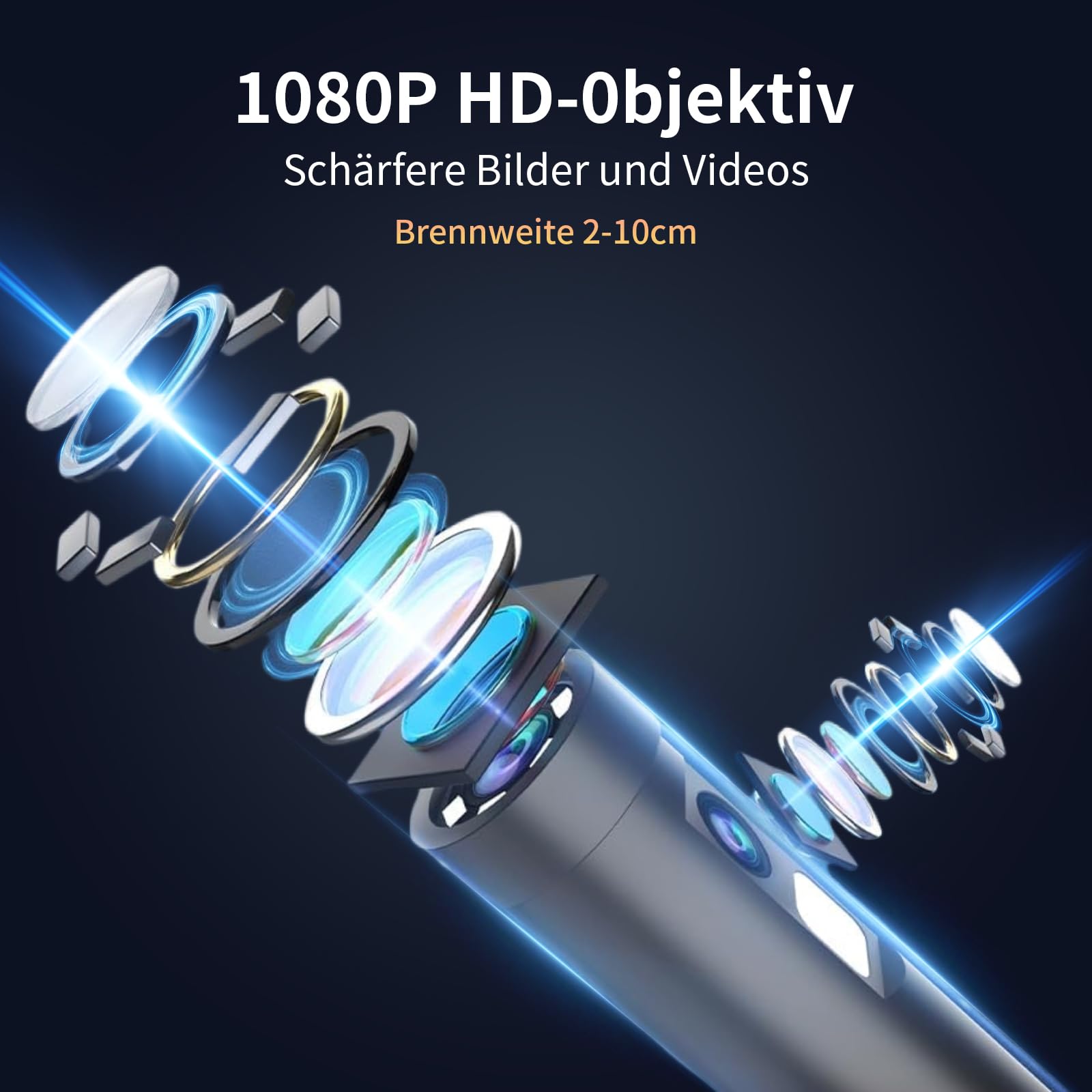 Dual Lens Endoskopkamera mit Licht, AOPICK 8mm IP67 wasserdichte Endoskop, 4.3" IPS Bildschirm Inspektionskamera, 1080P HD Rohrkamera mit 8 Einstellbaren LEDs, 16.5FT/5M Halbstarres Kabel