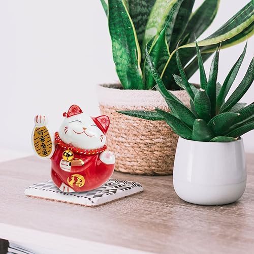 Miniatura 3 de Tofficu Lucky Cat - Hucha japonesa de Maneki Neko, figura de cerámica para ahorrar dinero, tarro de almacenamiento para graduación, fiesta de