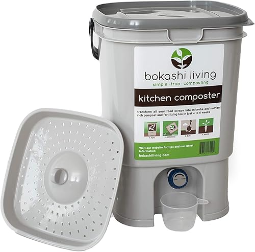 Miniatura 2 de Kit de iniciación de compostaje Bokashi de 1 contenedor (incluye 1 contenedor bokashi, 1.75 libras de salvado bokashi e instrucciones completas)