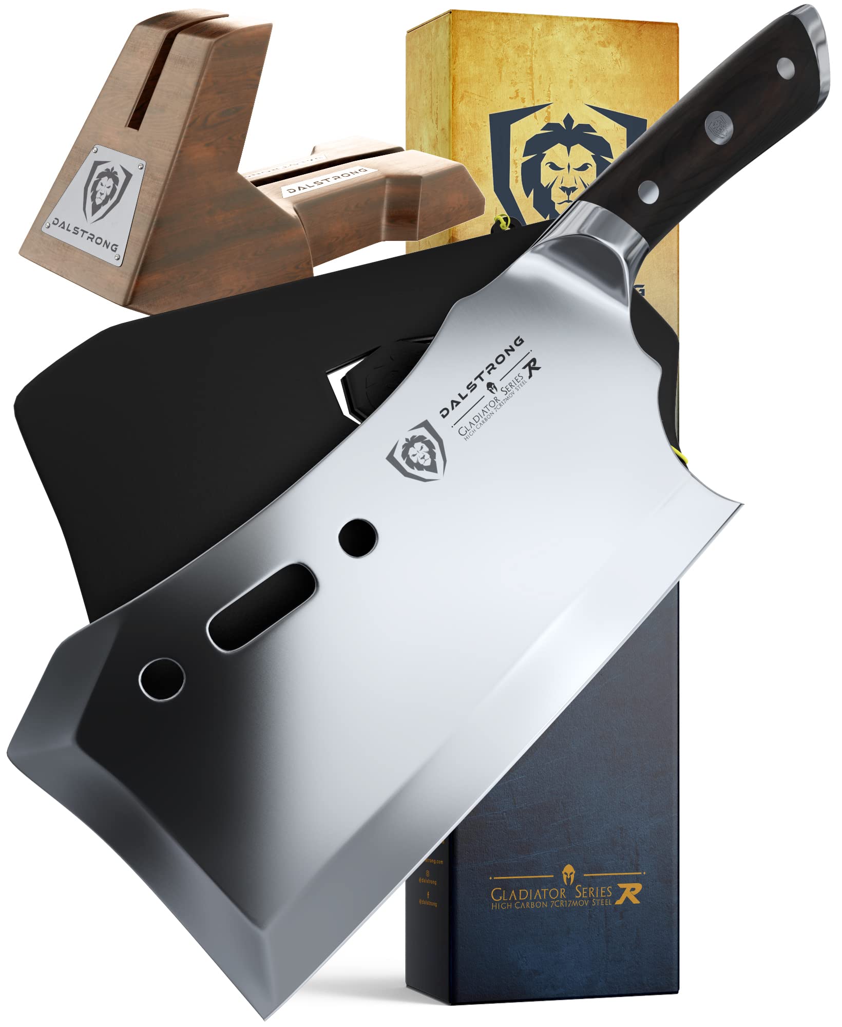 Amazon.com: DALSTRONG Obliterator Meat Cleaver - 9" - Gladiator Series R - Wood  Stand and Sheath Included - Razor Sharp Massive Heavy Duty - 3lbs - 6mm  Thickness - 7CR17MOV Steel -