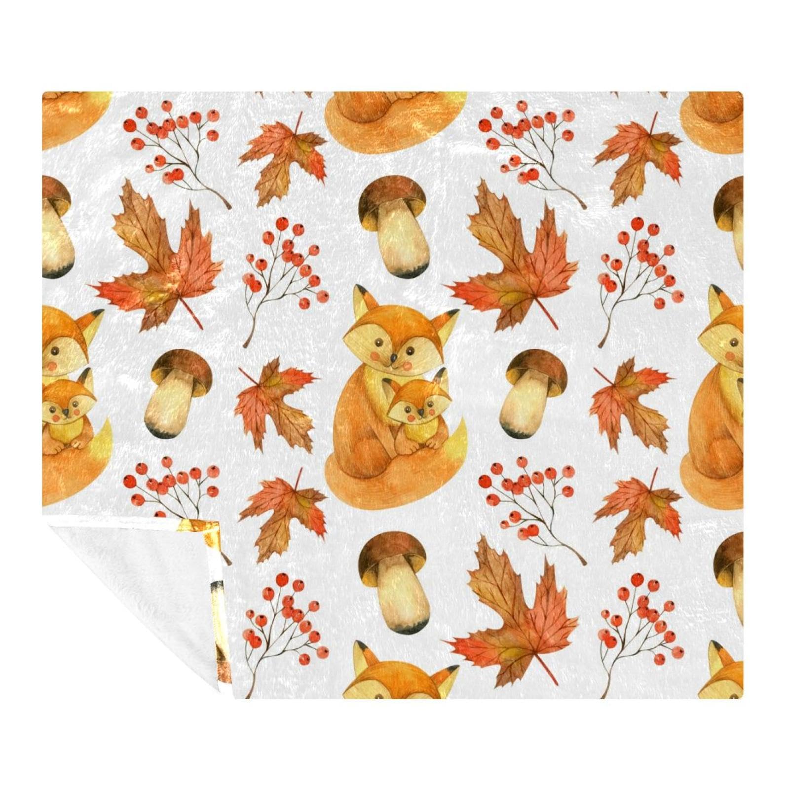 Couverture polaire microfibre Fox plaid canapé lit voyage 150x130