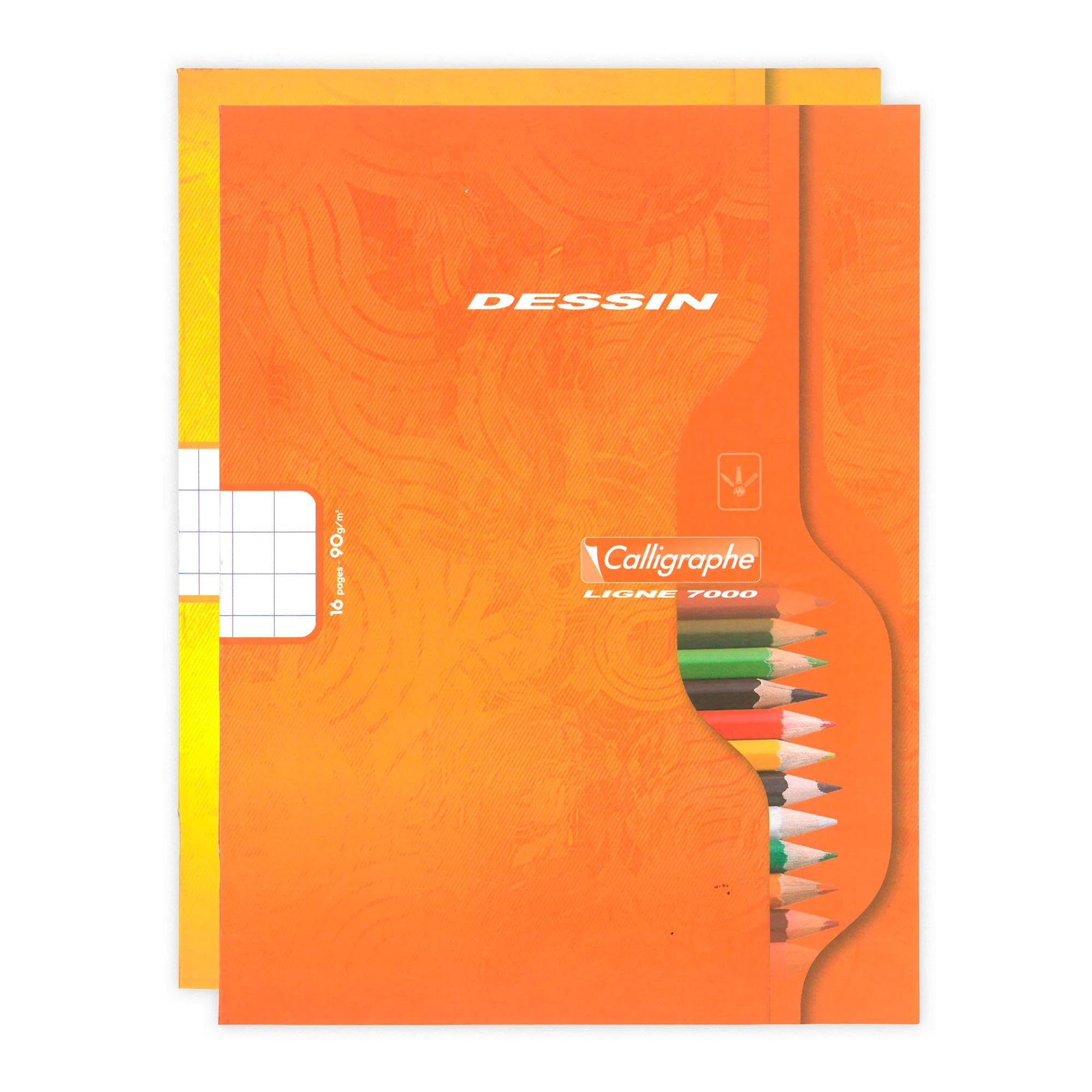 Calligraphe 552CPack Pack of 25 Drawing Books (Clairefontaine) 17x22cm - 16 Quadruled Pages 10/10 90g - Varnished Recycled Card Covers - Random Ast Colours