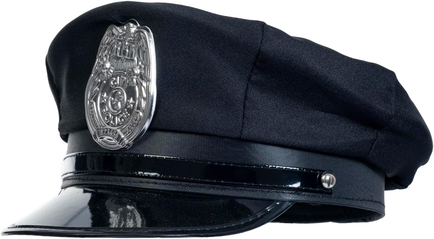Men Police Costume Hat, Adjustable Cop Cosplay Hat, Adult Police Accessory