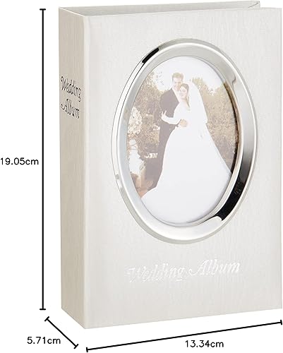 Vista 4 de Pioneer Photo Albums Álbum de 100 bolsillos con marco ovalado plateado y texto de álbum de boda para impresiones de 4 x 6 pulgadas, marfil