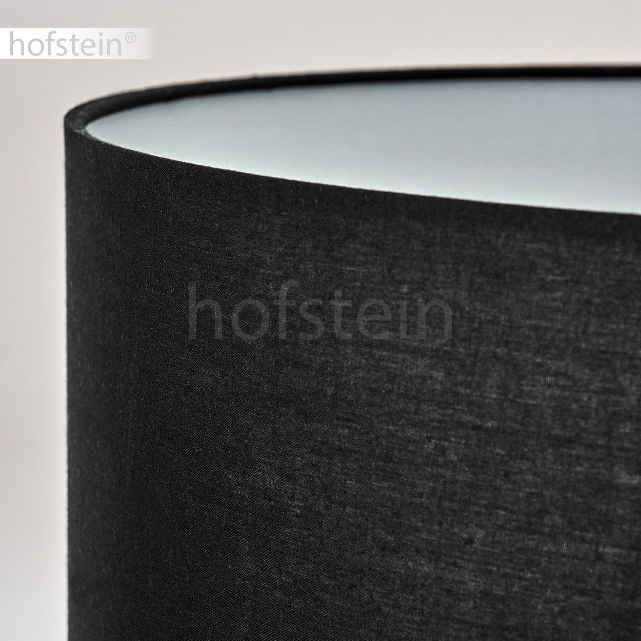 Stehleuchte Bassagoda, Stehlampe aus Holz/Stoff in Natur/Schwarz/Weiß, Leuchte im skandinavischen Design mit rundem Schirm (Ø 40cm), Ablageflächen u. Fußschalter, Höhe 151cm, 1x E27, ohne Leuchtmittel
