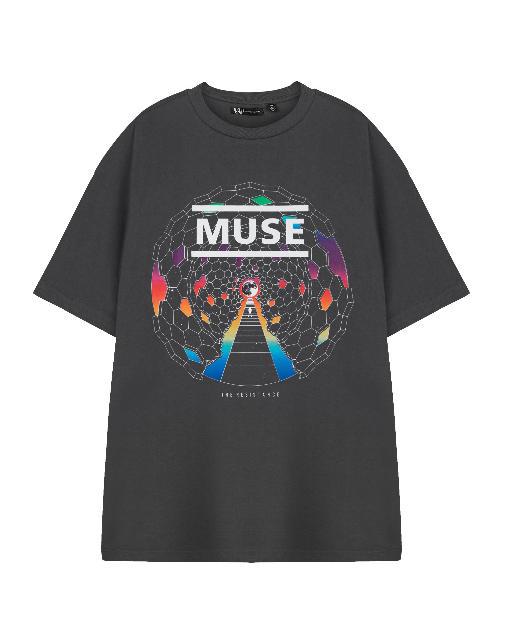 Vanilla Underground Muse Resistance Unisex Grey Graphic Tee | Short Sleeve T-Shirt for Men & Women | Band Merchandise | Alternative Rock Music Apparel | Retro Style Top for Fans of Muse