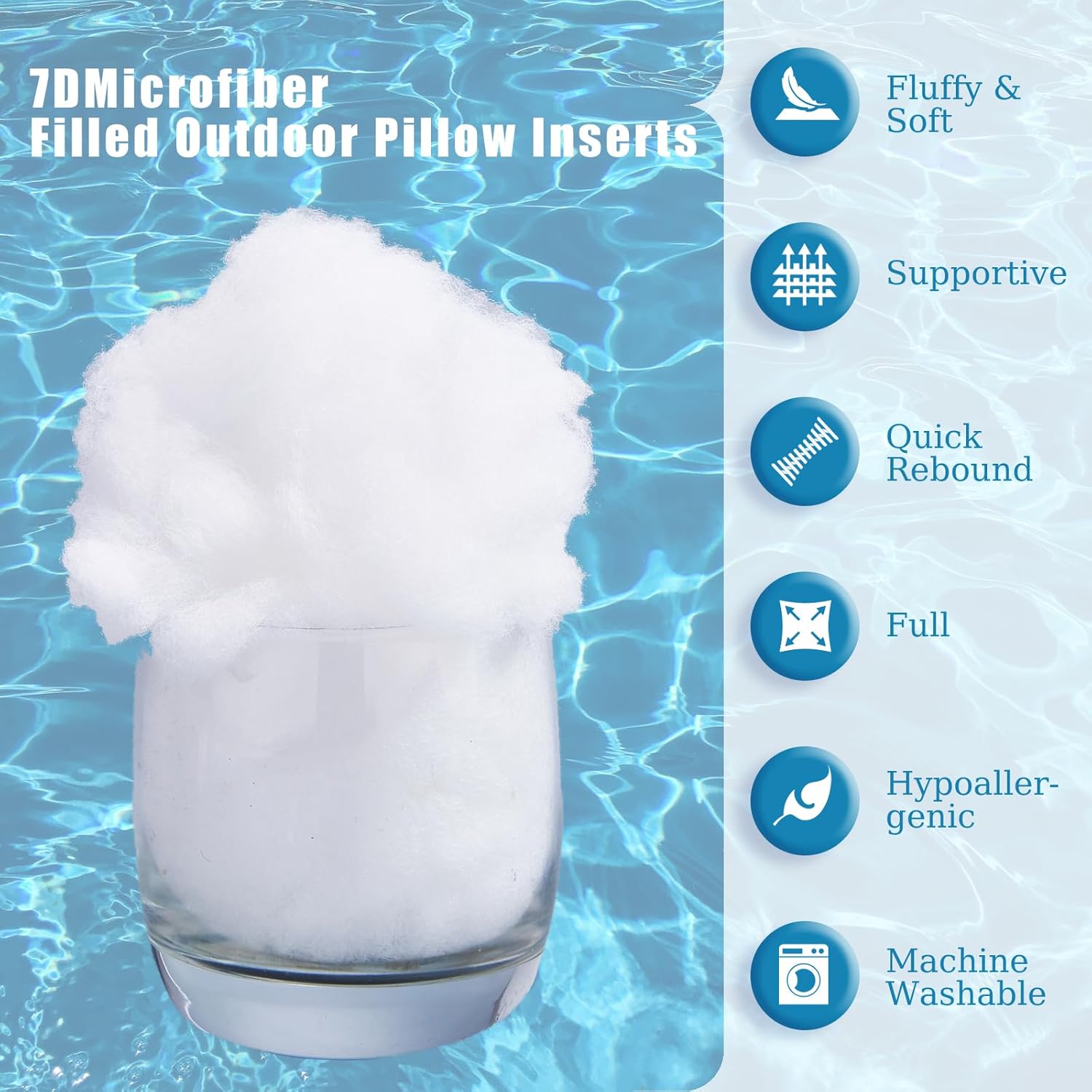 22 x 22 Outdoor Pillow Insert Pack of 4 Patio Furniture Pillows Cushion Waterproof Square Throw Pillow Inserts Decorative Couch Pillow Inserts White Sofa Sham Cushion Stuffer - Image 4