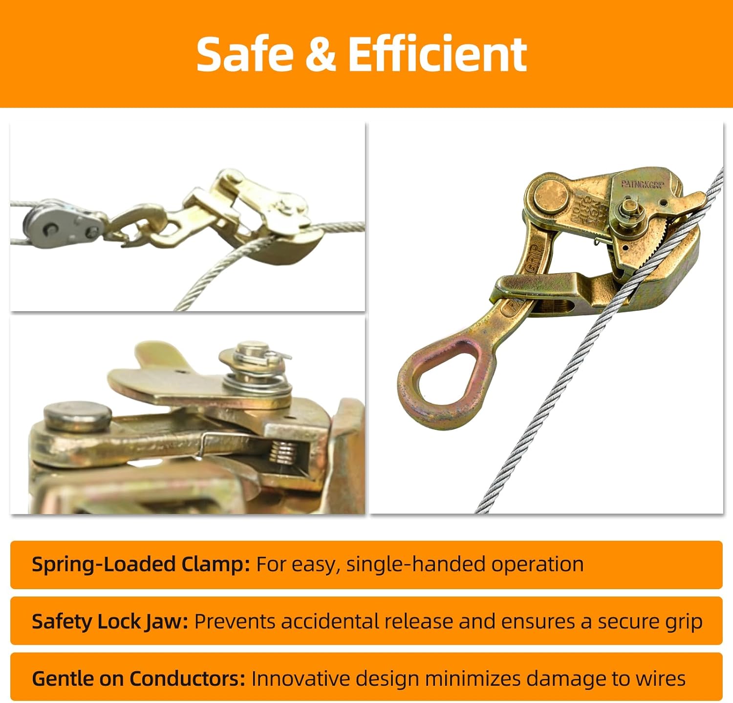 1 Ton Cable Puller Steel Wire Grip, 2200 Lbs Cable Puller Wire Puller for 5/32”-7/8” Steel Wire Rope, Wire Pulling Come Along Tools (3t)