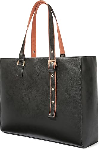 CHIENTUNG Leather Laptop Tote Bag for Women Large Professional Briefcase Work Bag with 4 Compartments Up to 15.6 inch