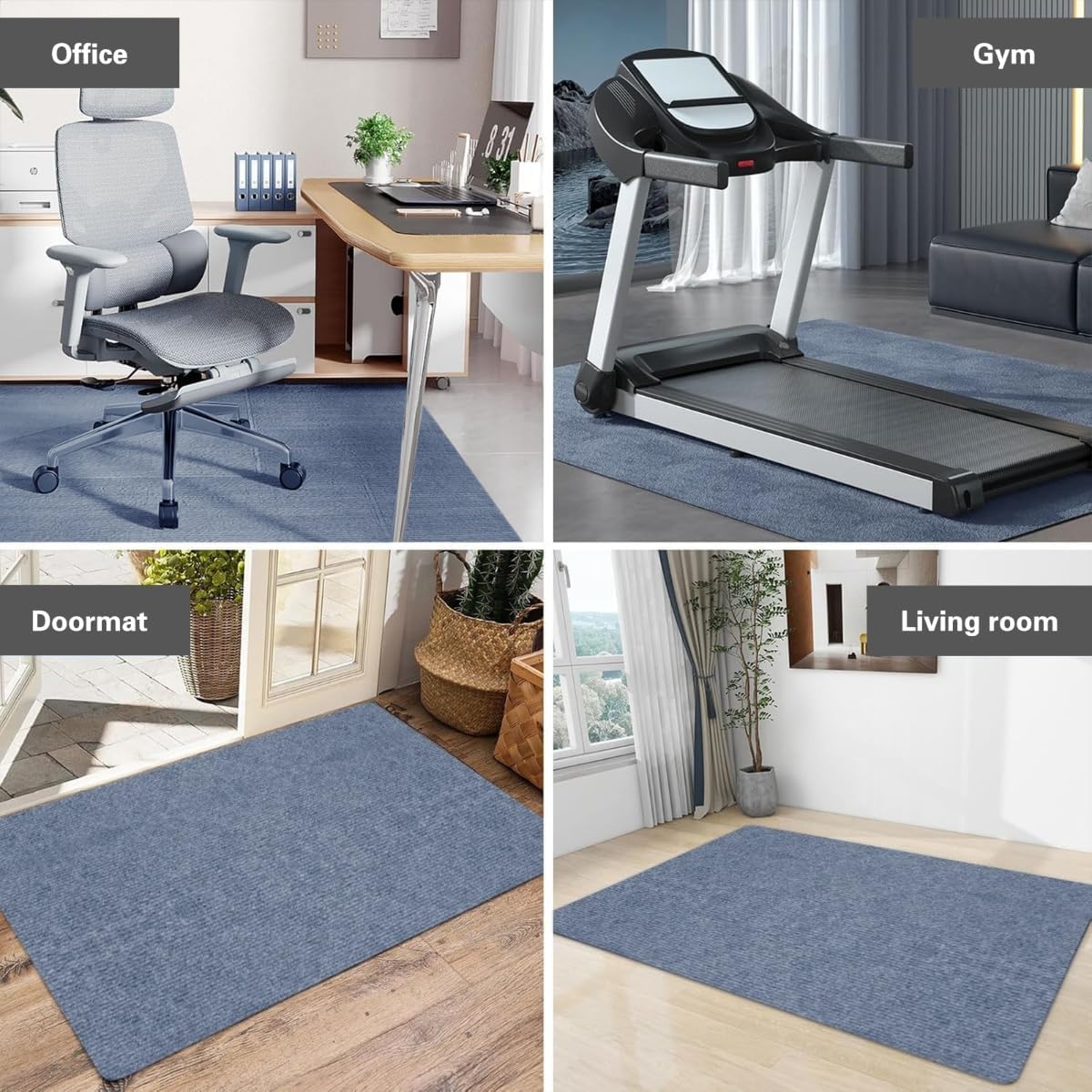 Office Chair Mat for Hardwood Floor 48"x36" Slim Profile Non-Slip TPE Mat, Smooth Rolling Low Profile Floor Protector for Rolling Chairs, Cuttable Washable Noise Reduction Mat for Home Office Gym Use