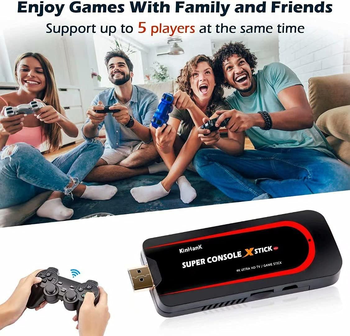 Super Console X Stick Retro Game Console Built-in 50000+ Games 4k Output Plug and Play Video Game Console with 2 Controllers for PS1/PSP/N64/MD (128G) : Video Games