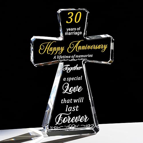 JOASURA 30th Wedding Anniversary Crystal Cross Gifts for Couple - 30th Anniversary Gifts For Him