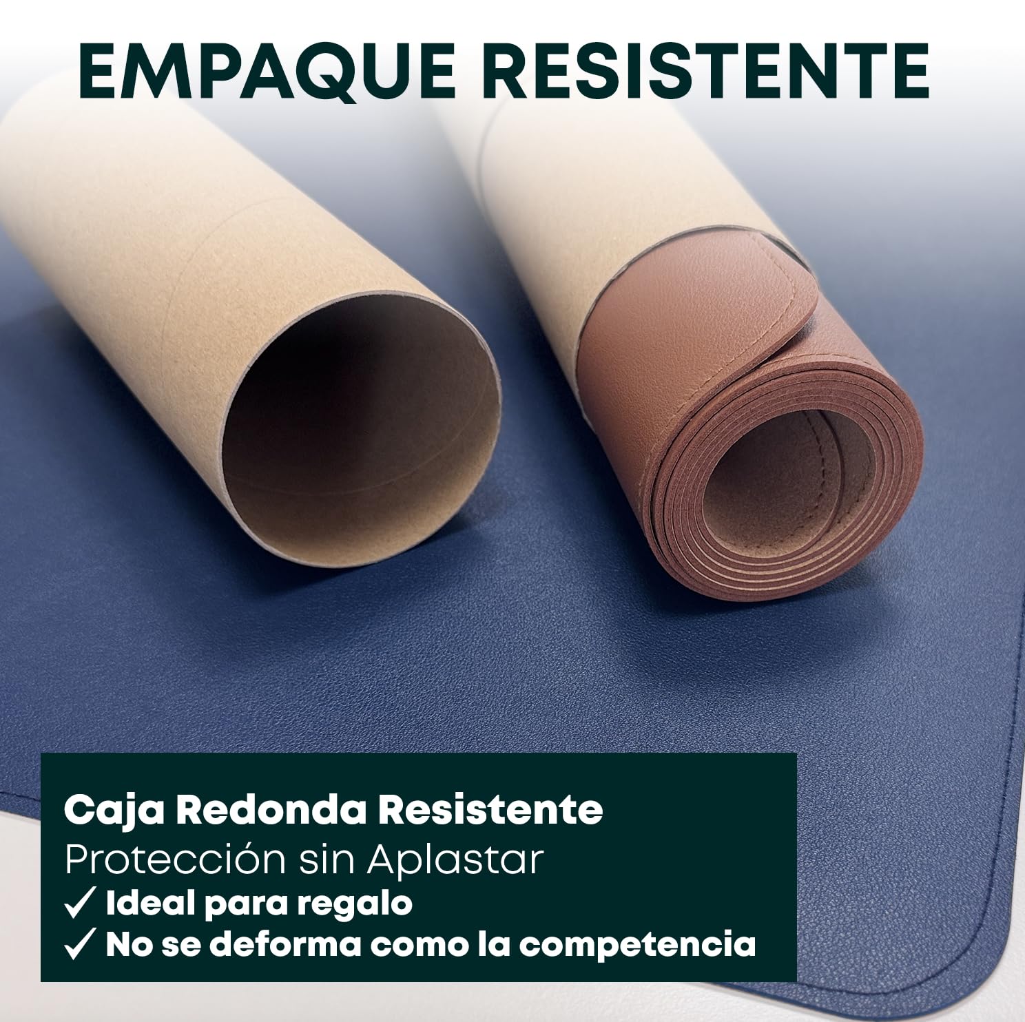 Alfombrilla de Escritorio XXL Impermeable y Antideslizante - Protege tu Mesa y Mejora la Comodidad - Superficie Suave para Teclado y Ratón - Corcho Natural - 120x60 cm - Azul marino