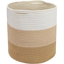 HMF Storage Basket with Hidden Handles, Round Basket for Kallax | 31 x 31 cm | White/Brown