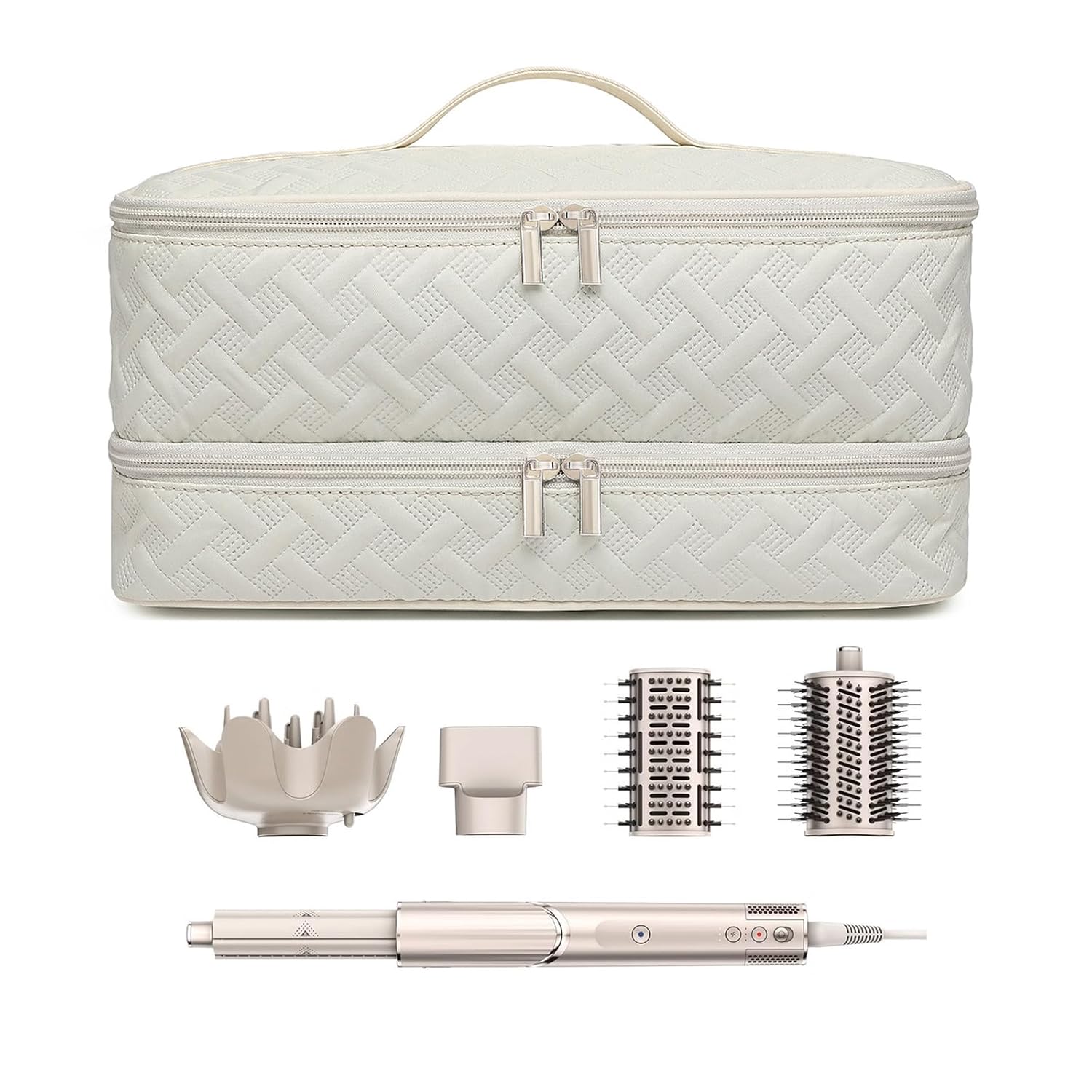 Double-Layer Travel Carrying Case for Revlon One-Step Hair Dryer Brush Volumizer Styler Shark FlexStyle Attachment Portable Storage Organizer Bag Hair Tools Travel Bag (Beige) Double-Layer Travel Carrying Case for Revlon One-Step Hair Dryer Brush Volumizer Styler Shark FlexStyle Attachment Portable Storage Organizer Bag Hair Tools Travel Bag (Beige)