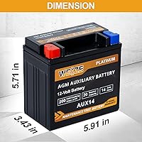 Vista 3 de Weize Batería auxiliar AUX14 AGM, 36 meses de garantía, 200CCA, batería BCI Group 400