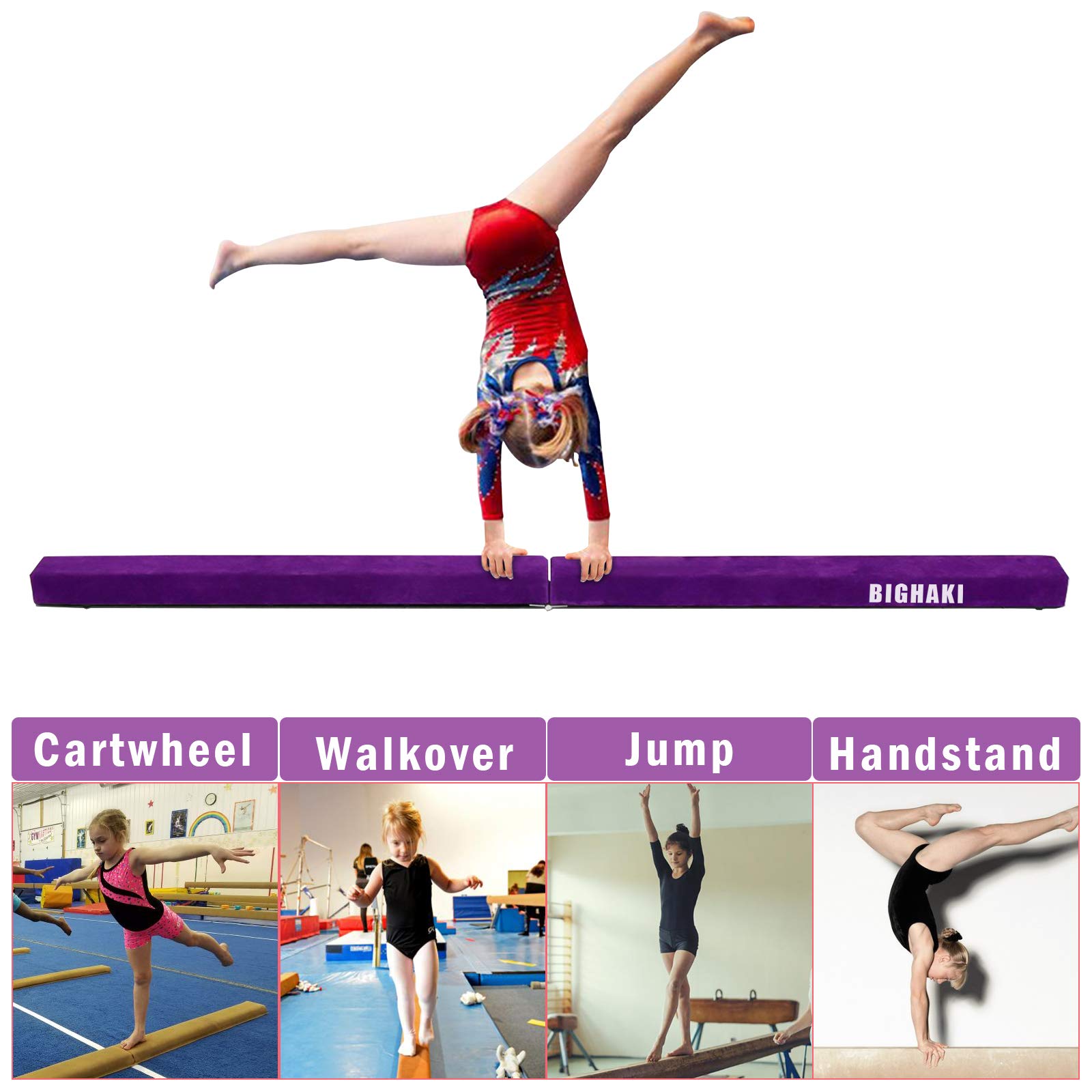 Trave da ginnastica pieghevole da 8 piedi, attrezzatura da ginnastica da pavimento per ginnasti, bambini e adulti, base in gomma antiscivolo, barra di bilanciamento professionale per