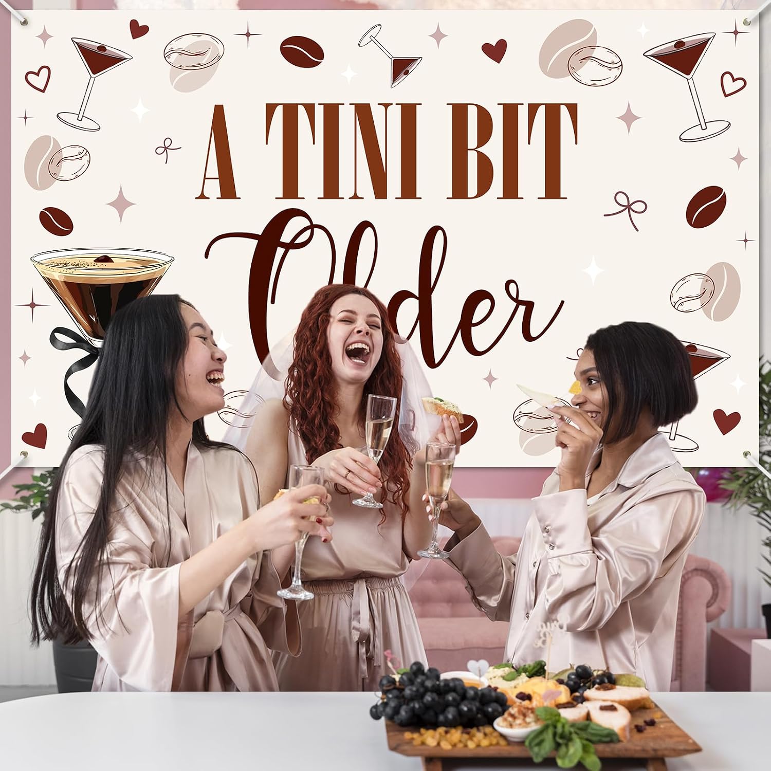 Avezano A Tini Bit Older Backdrop for A Tini Bit Older Birthday Decorations Espresso Martini Party Decorations 70.8 x 43.3 Inch
