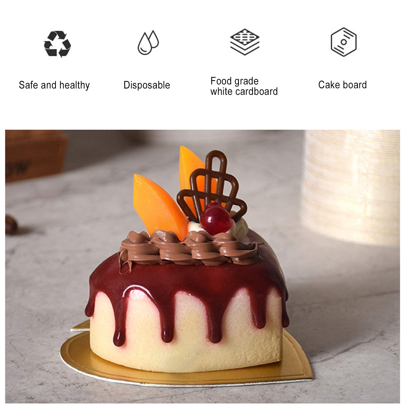200 Mini Tavolini Quadrati Oro Per Torte E Cupcake - Basette In Cartone Per Dessert, Usa E Getta, 8,5x9 Cm - 2