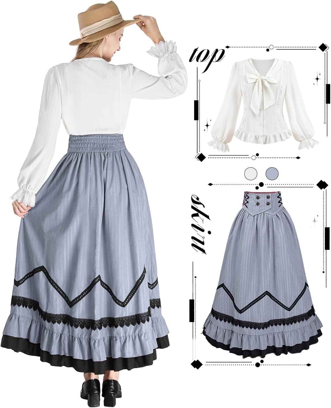 CR ROLECOS Victorian Dress Women Renaissance Gowns Edwardian Costume Vintage 1800s Dress - Image 2