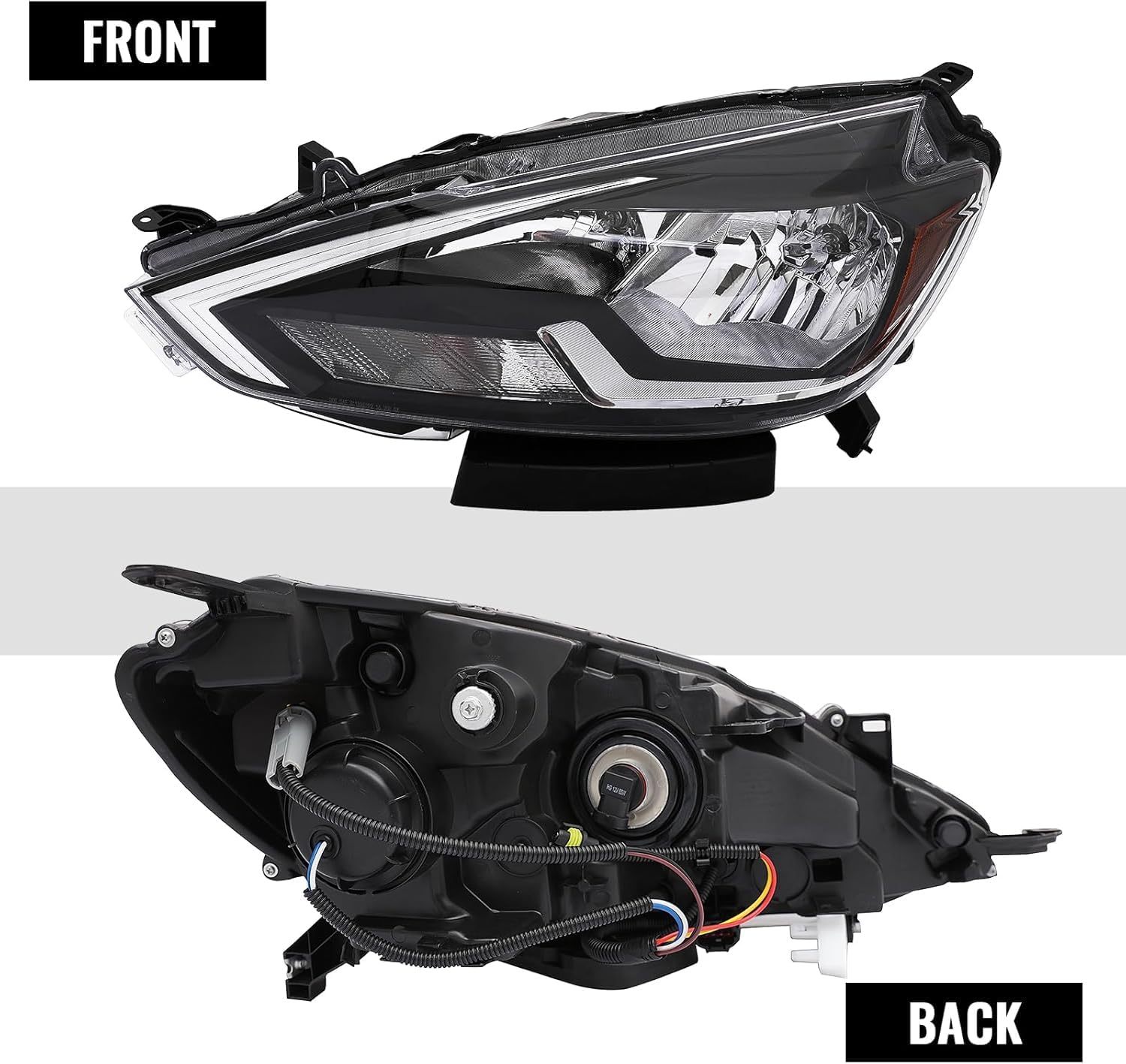 PENSUN Headlight Assembly Compatible with 2016 2017 2018 2019 Nissan Sentra 4-Door Sedan Headlamp Halogen (Driver & Passenger Side)