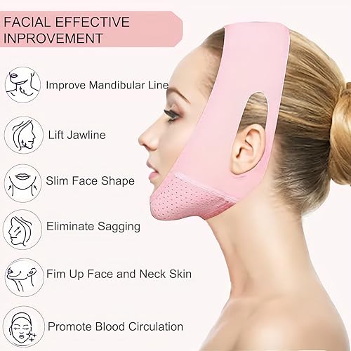 Miniatura 3 de MASIKA Correa de barbilla para dormir, correa de barbilla ajustable, correa de mandíbula, moldeador de mandíbula, máscara de línea en V, máscara en