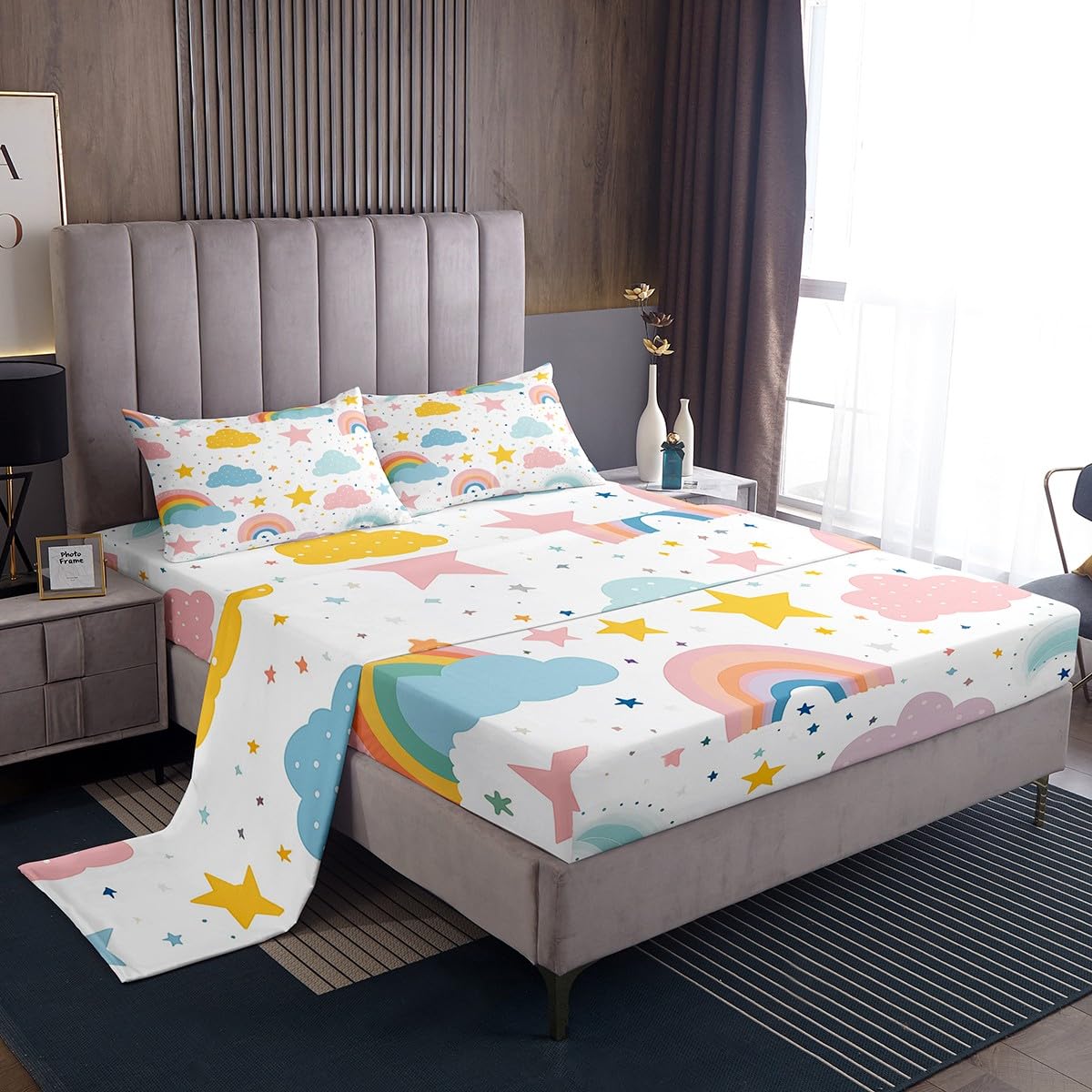 Drap housse arc-en-ciel Homemissing pour lit enfant 150x200 cm