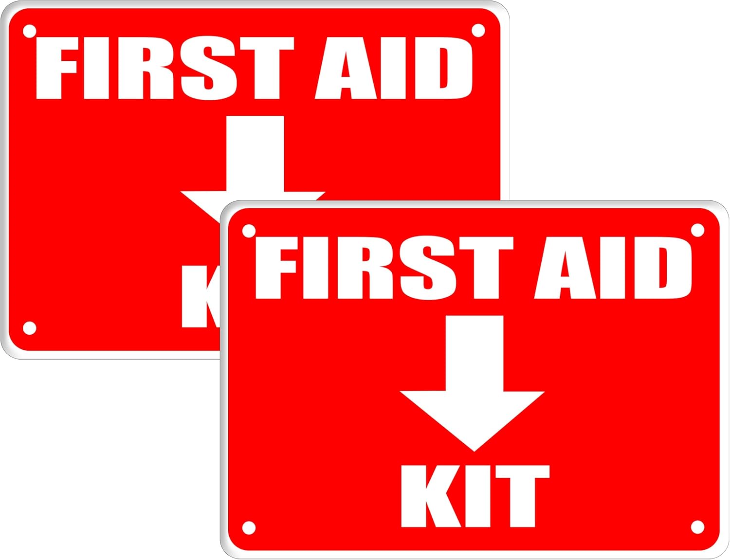 2 Pack First Aid Safety Sign For Emergency Kit, Clear Visible 7" x 10", Easy To Install, Durable Water Resistant for Indoor and Outdoor Use : Industrial & Scientific