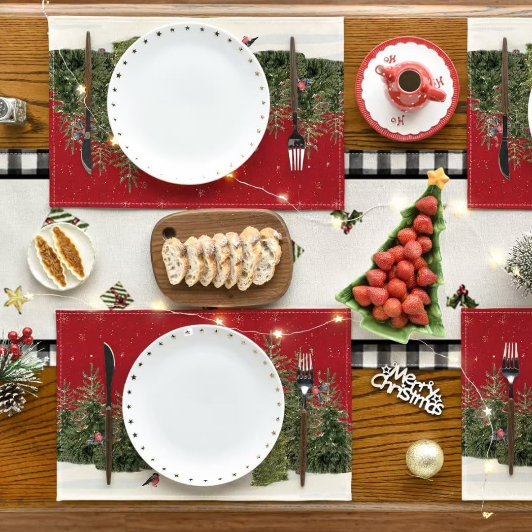 Amazon.co.jp: クリスマスプレイマット 4枚 クリスマスツリー 雪だるま
