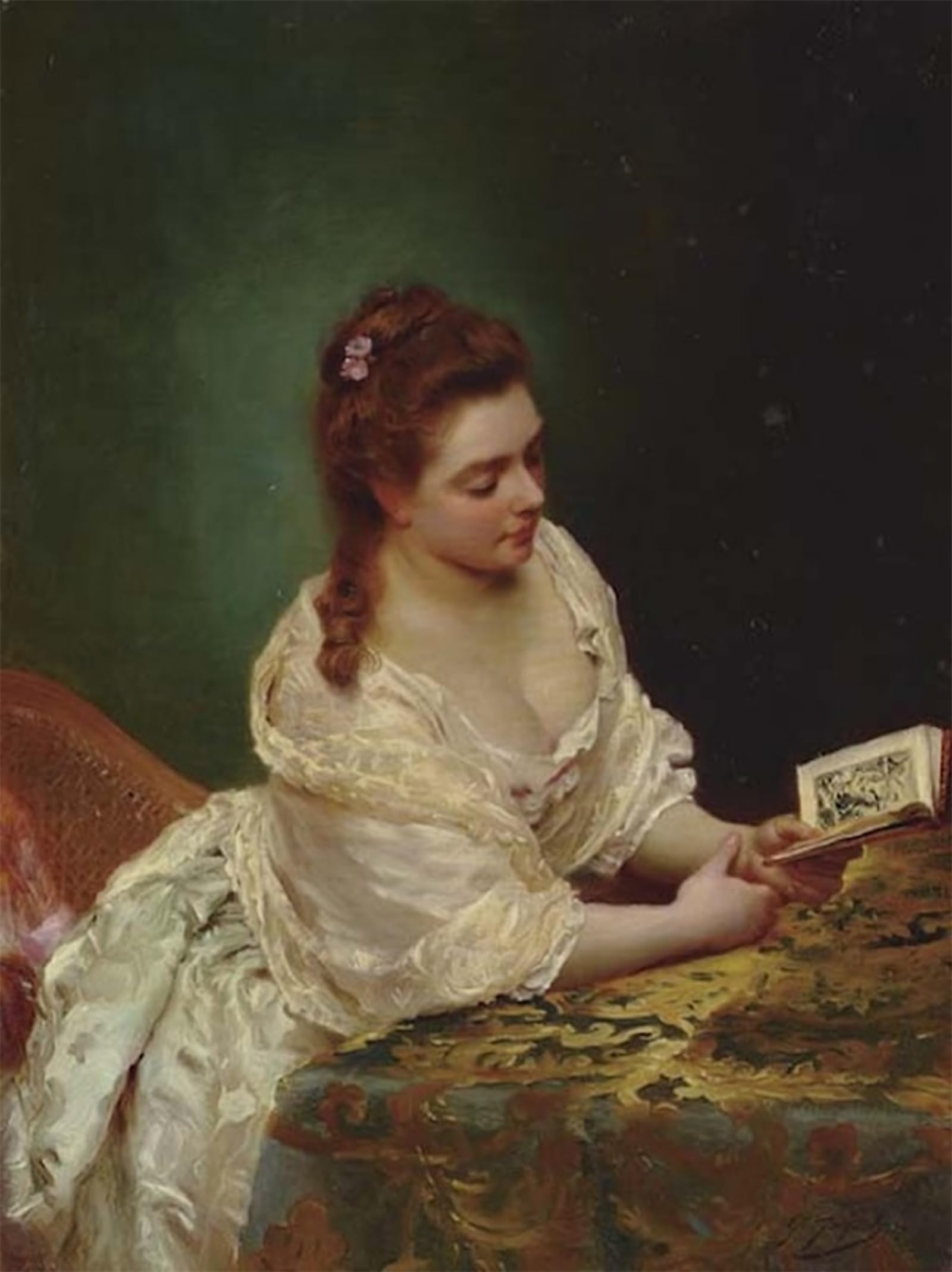 ARTXLXXBN Famous Prints Artwork Pictures Poster Painting Art il lettore Gustave Jean Jacquet Artwork Landscape Pictures for Home Decor 60x90cm