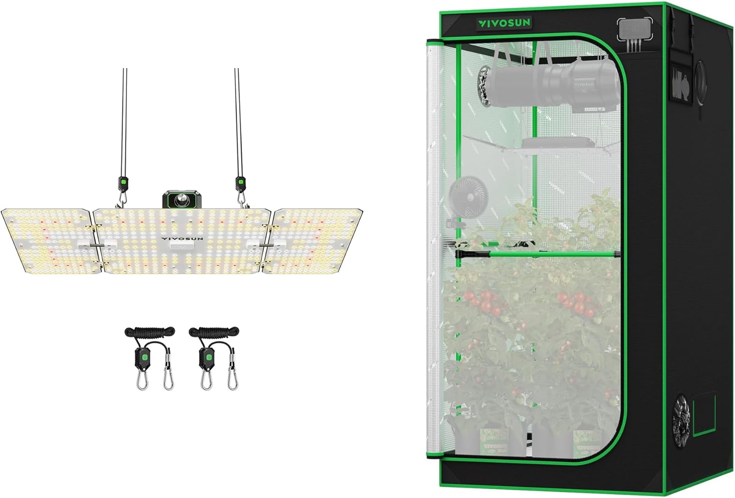 VIVOSUN LumaLight 200W LED Grow Light and P336 36"×36"×72" PRO Grow Tent, with Thick 1 inch Poles, Strengthened High Reflective Mylar Oxford Fabric