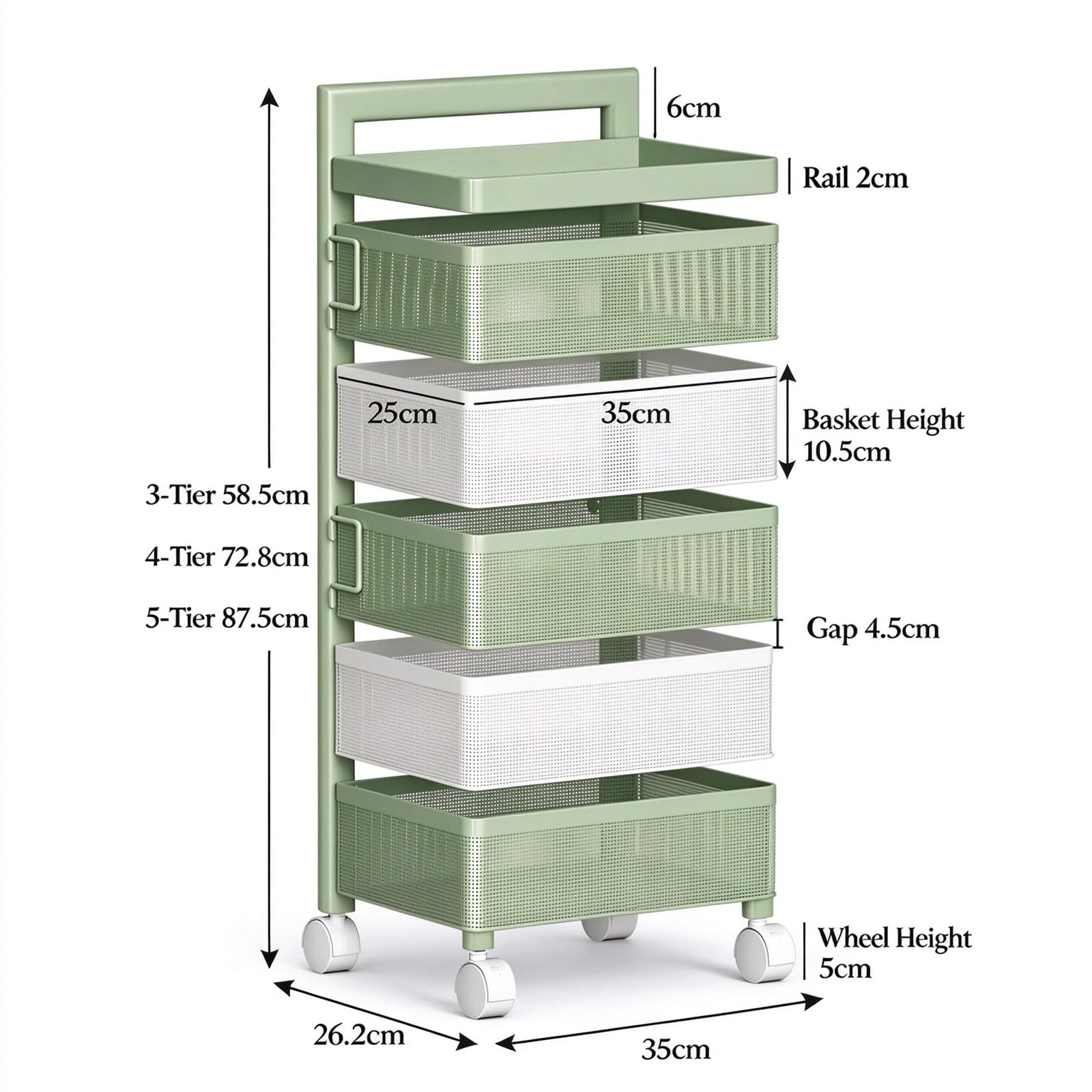 Carrello con Ruote Magnetico Girevole Multiuso, Carrello Salvaspazio Cucina