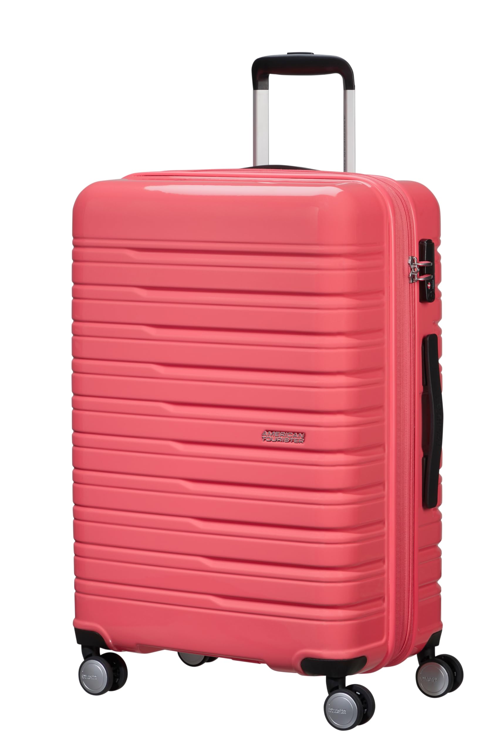 American Tourister Flashline Pop - Spinner M, espandibile valigia, 67 cm, 69/75 L, rosa (rosa corallo)