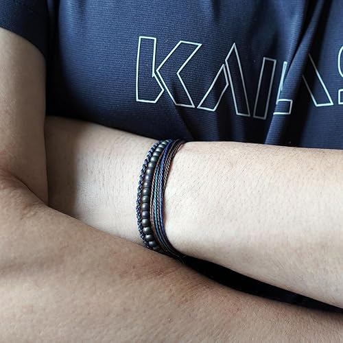 Miniatura 208 de Handmade Natural Stone Beaded Healing Bracelet Gift for Men Adjustable Rope String Bracelet