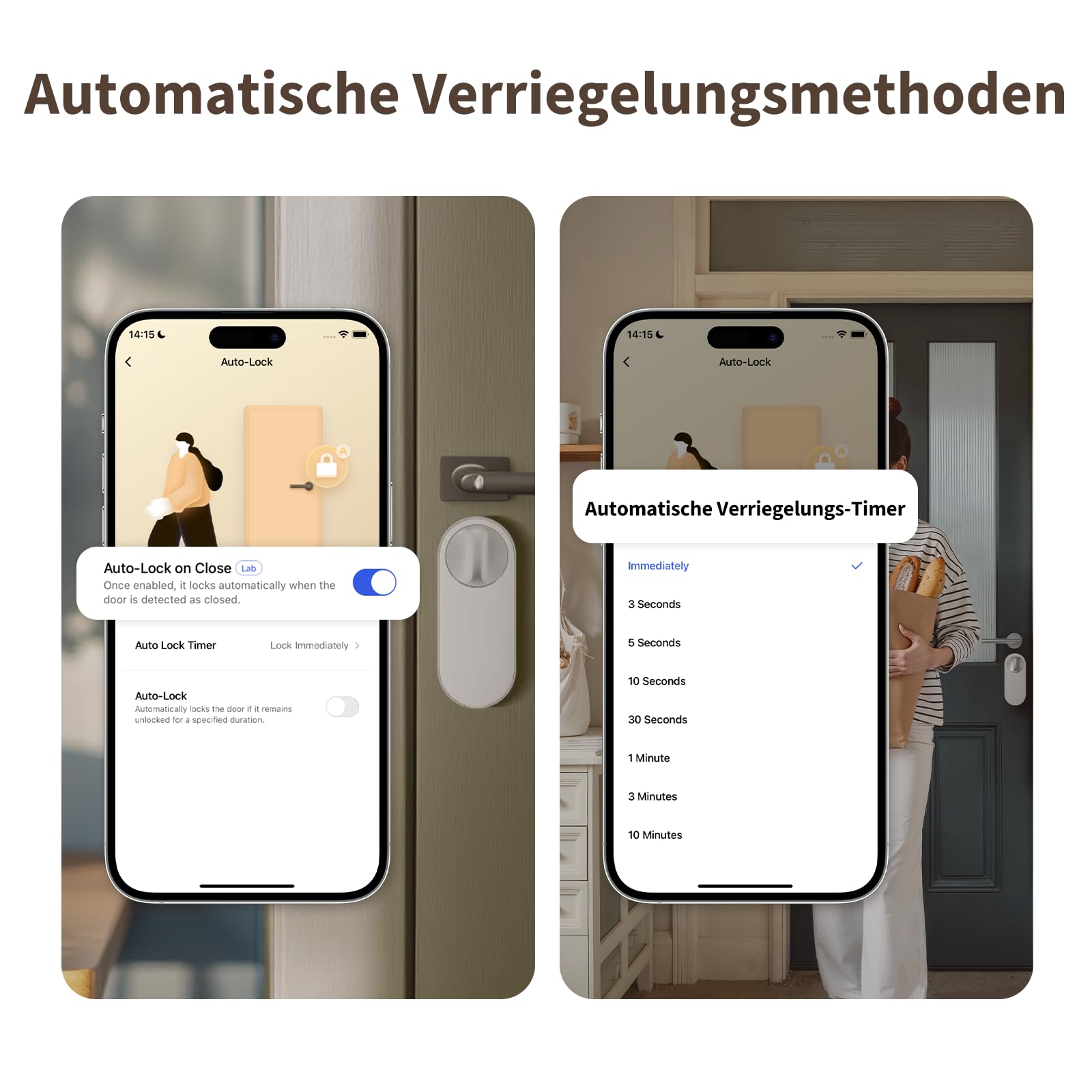 Aqara Smart Lock U200 Lite, Matter over Thread, Smartes Türschloss mit Aufladbarem Akku und Leiser Modus, Elektrisches Türschloss, Unterstützt Apple Home, Home Assistant, Google Home, Alexa, Schwarz