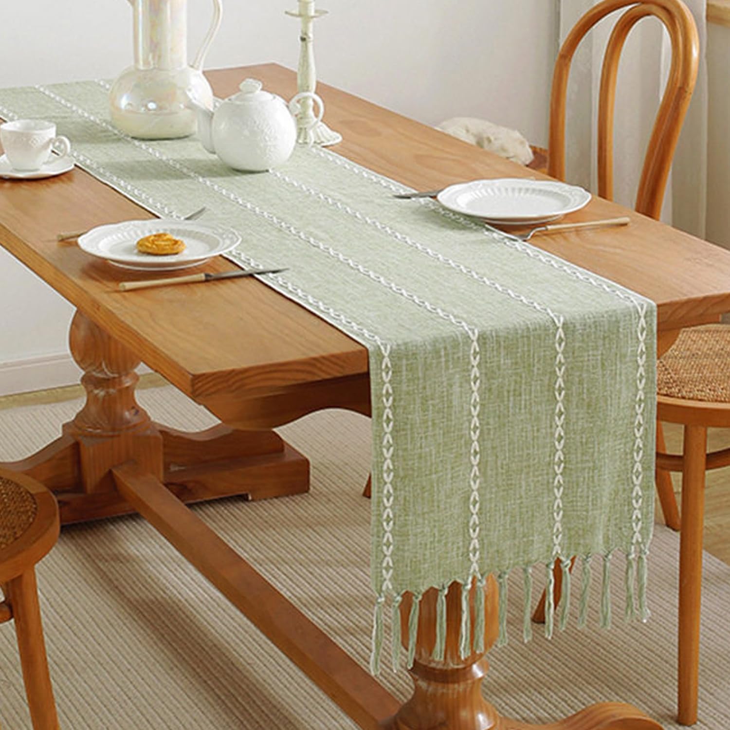 Bieżnik Ażurowy,33cmX228cm | Obrusy, Tkane, Nadające Się do Prania, Eleganckie i Proste, Bawełniane, łatwe w Czyszczeniu, do Jadalni i Użytku Domowego