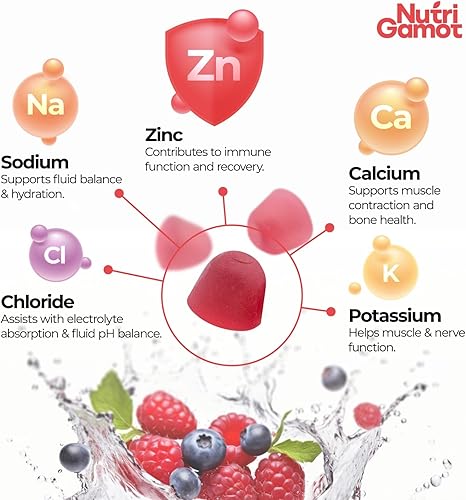 Miniatura 4 de Gomitas de hidratación con electrolitos sin azúcar, sabor a bayas mixtas, 5 electrolitos esenciales para corredores, recuperación después del