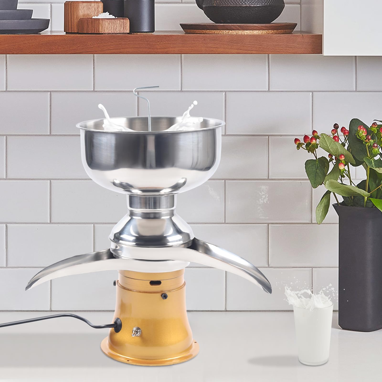 Centrifugeuse à lait électrique haute performance 50 l/h - Séparateur de lait professionnel pour crème, fromage et maison (acier inoxydable) - Avec 3 tamis et nettoyage automatique