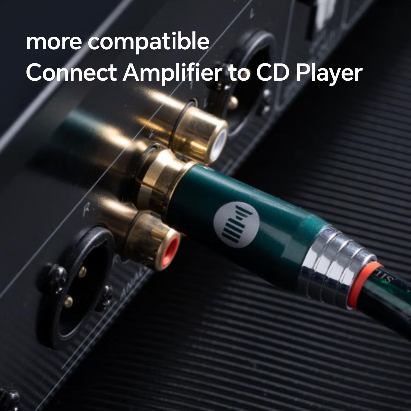 Cavo coassiale audio digitale M/M [placcato in argento | nucleo in rame | 17AWG], cavo coassiale RCA, 2RCA maschio a 2RCA maschio L/R, cavo audio coassiale digitale, smeraldo