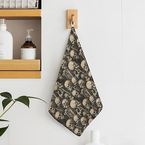 Miniatura 6 de Decorative Hand Towels for Bathroom - Retro Skull Print Soft Absorbent Small Bath Hand Towels for Kitchen, Farmhouse, Spa, Hotel, Guest Tea and