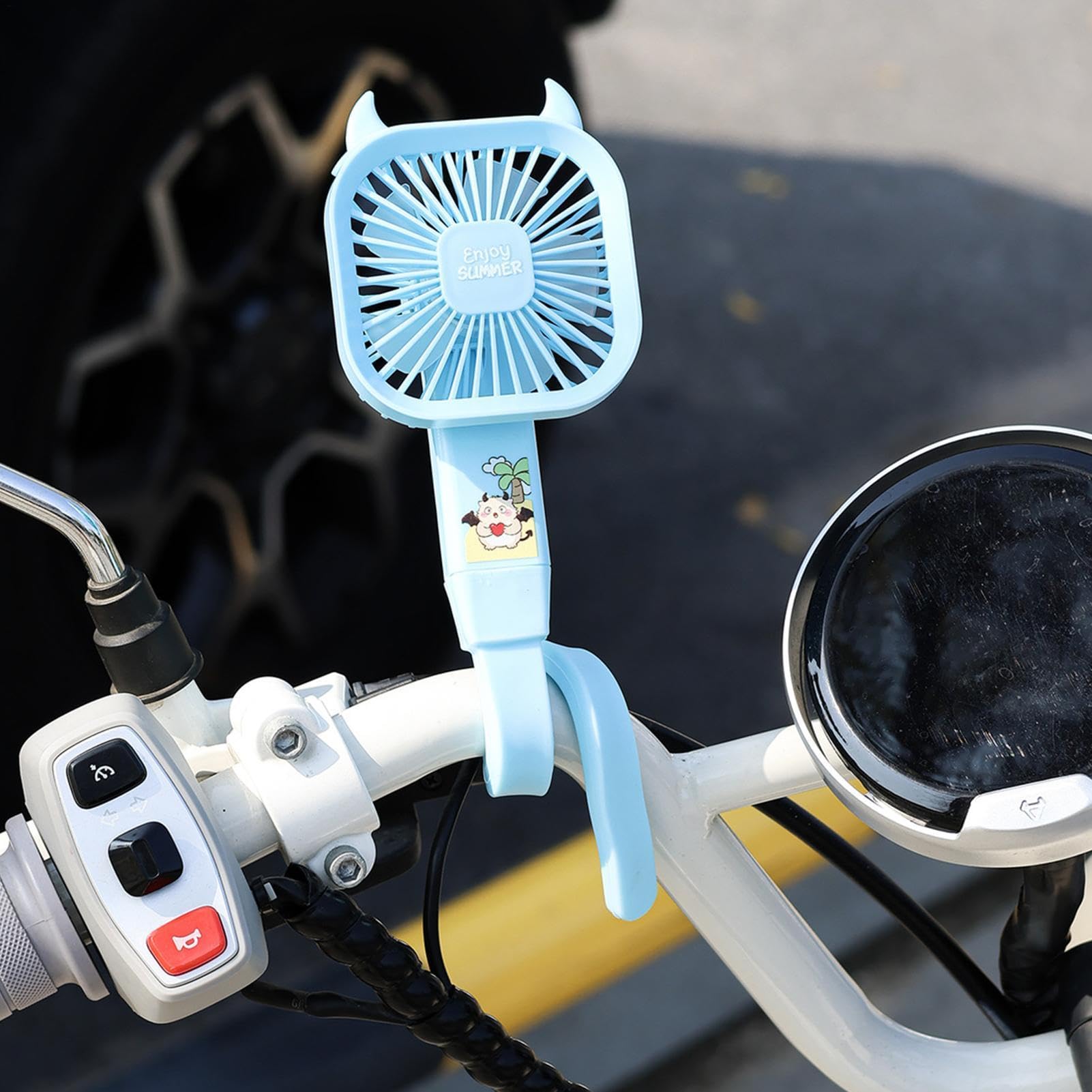 Wiederaufladbarer Ventilator für Kinderwagen, Silikon, faltbar, Kühlgerät, persönlicher Schreibtischventilator, für Kinderbetten, Fahrräder, Motorräder, Roller, Sitz