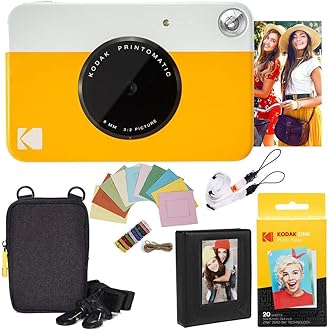 Printomatic Instant Camera (Yellow) Deluxe Bundle + Zink Paper (20 Sheets) Case - Photo Album