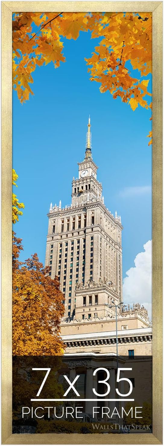wallsthatspeak 7x35 Gold Picture Frame for Puzzles Posters Photos or Artwork